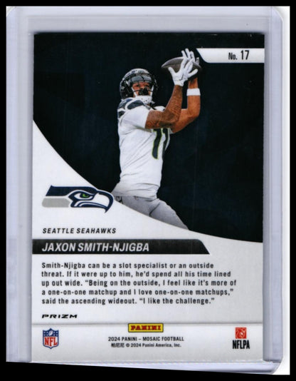 2024 Panini Mosaic Jaxon Smith-Njigba Elevate Green Mosaic #17 Seahawks — back