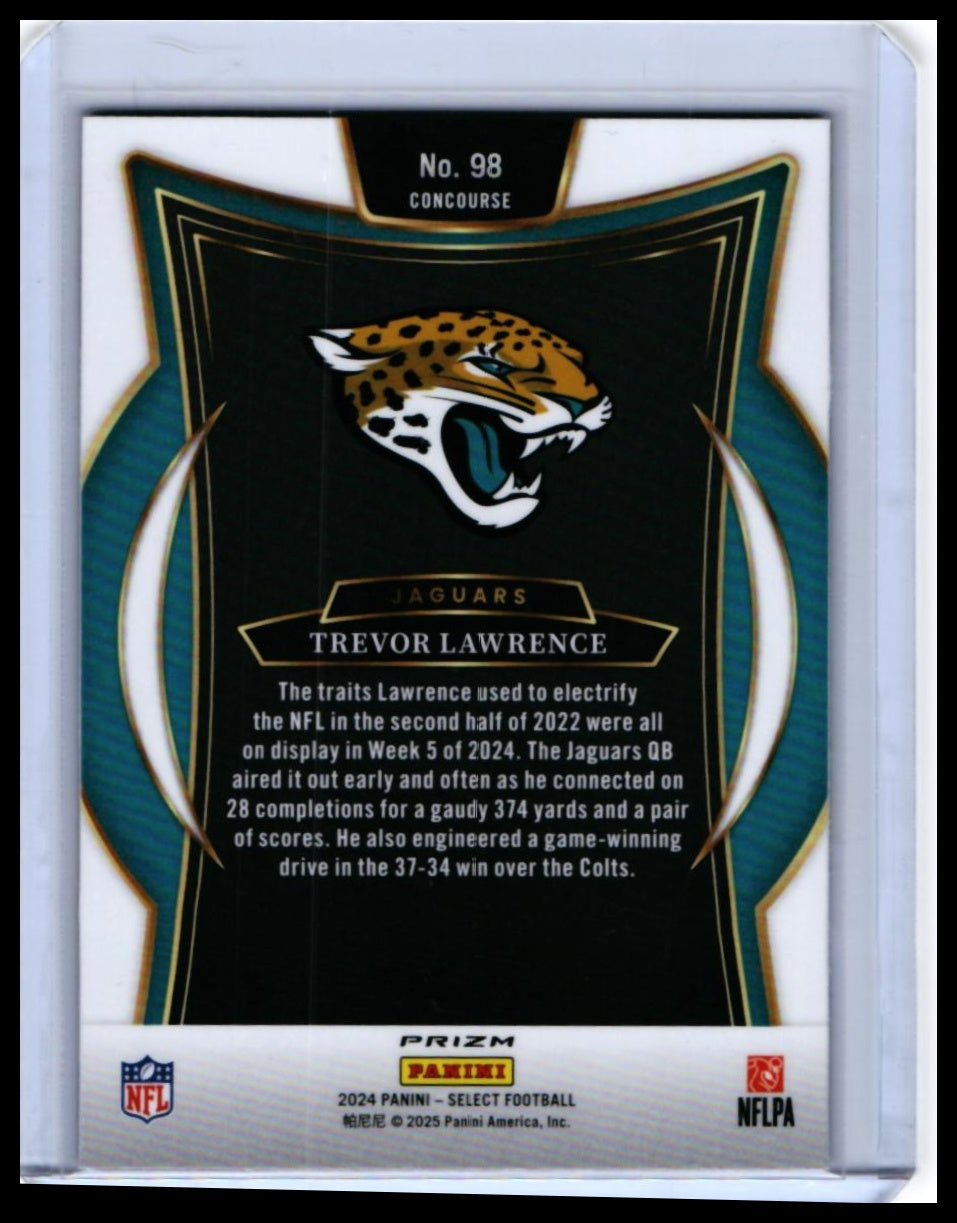 2024 Panini Select Trevor Lawrence Concourse Blue Prizm #98 Jaguars — back