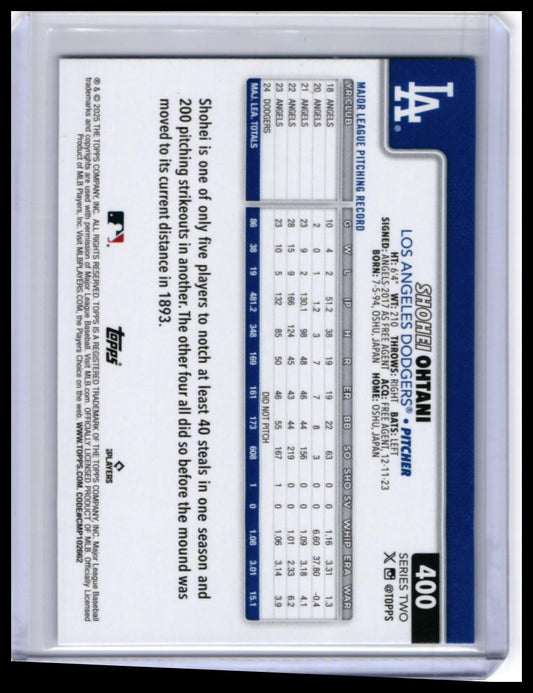 2024 Topps Series 2 Shohei Ohtani #400 Los Angeles Dodgers — back