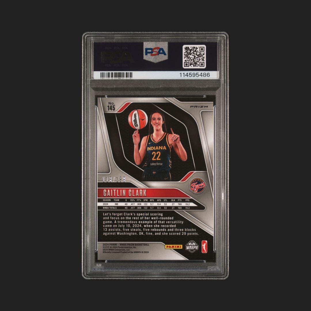2024 PANINI PRIZM WNBA BLUE PULSAR #145 CAITLIN CLARK 118/199 PSA 8 Fever