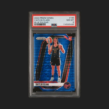 2024 PANINI PRIZM WNBA BLUE PULSAR #145 CAITLIN CLARK 118/199 PSA 8 Fever