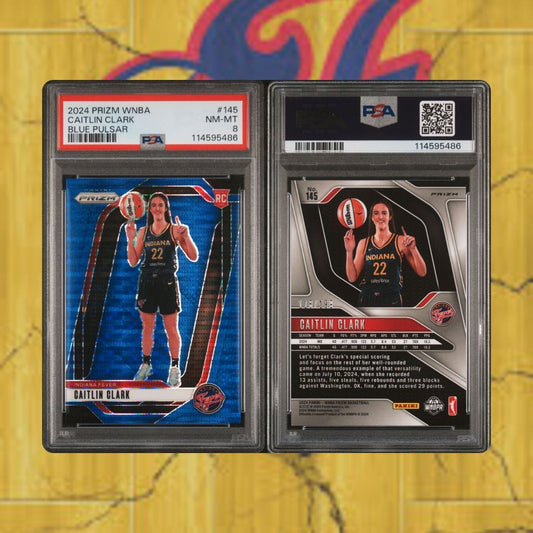 2024 PANINI PRIZM WNBA BLUE PULSAR #145 CAITLIN CLARK 118/199 PSA 8 Fever