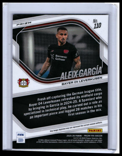 2025-26 Panini Prizm FIFA Soccer Aleix García #110 Bayer 04 Leverkusen — back
