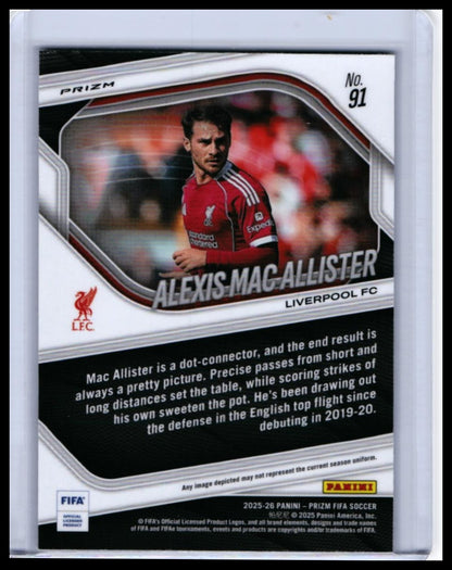 2025-26 Panini Prizm FIFA Soccer Alexis Mac Allister #91 Liverpool FC — back