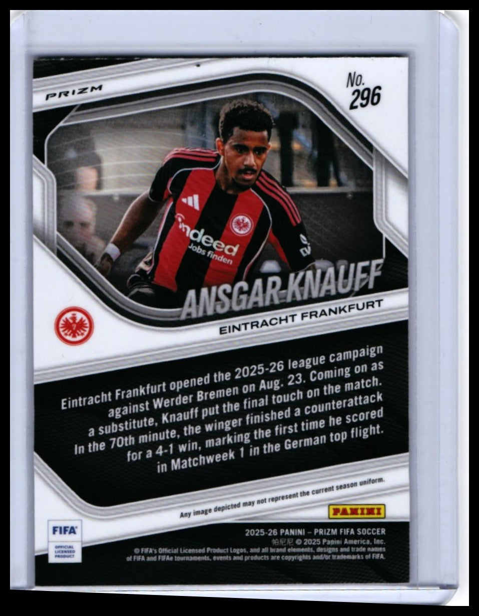 2025-26 Panini Prizm FIFA Soccer Ansgar Knauff #296 Eintracht Frankfurt — back