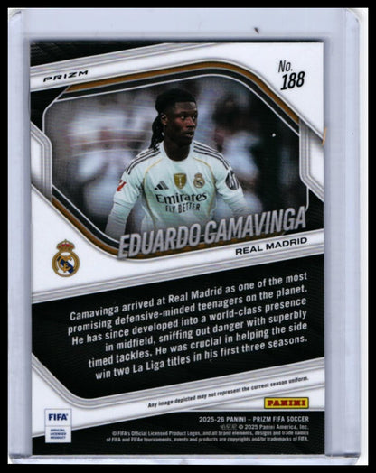 2025-26 Panini Prizm FIFA Soccer Eduardo Camavinga #188 Real Madrid — back