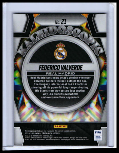2025-26 Panini Prizm FIFA Soccer Federico Valverde #21 Real Madrid — back