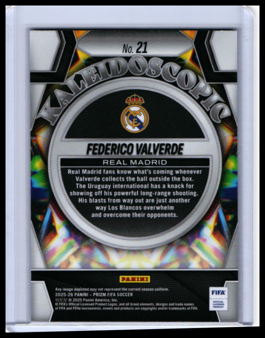 2025-26 Panini Prizm FIFA Soccer Federico Valverde #21 Real Madrid — back