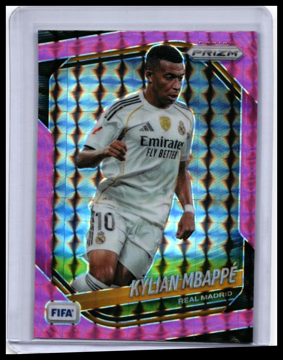 2025-26 Panini Prizm FIFA Soccer Kylian Mbappé #181 Pink Pulsar Prizm Real Madrid — front