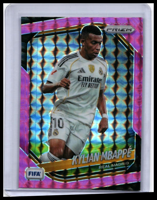 2025-26 Panini Prizm FIFA Soccer Kylian Mbappé #181 Pink Pulsar Prizm Real Madrid — front