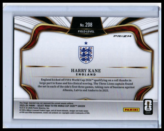 2025-26 Panini Select Road to FIFA World Cup 2026 Harry Kane #208 Field Level Prizm England — back