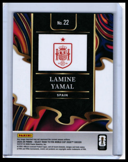 2025-26 Panini Select Road to FIFA World Cup 2026 Lamine Yamal #22 Spain Die-Cut — back