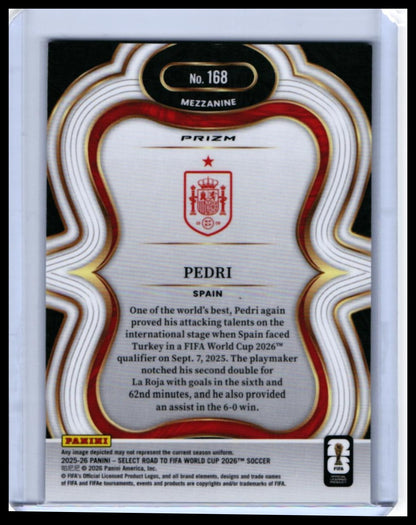 2025-26 Panini Select Road to FIFA World Cup 2026 Pedri #168 Mezzanine Purple — back