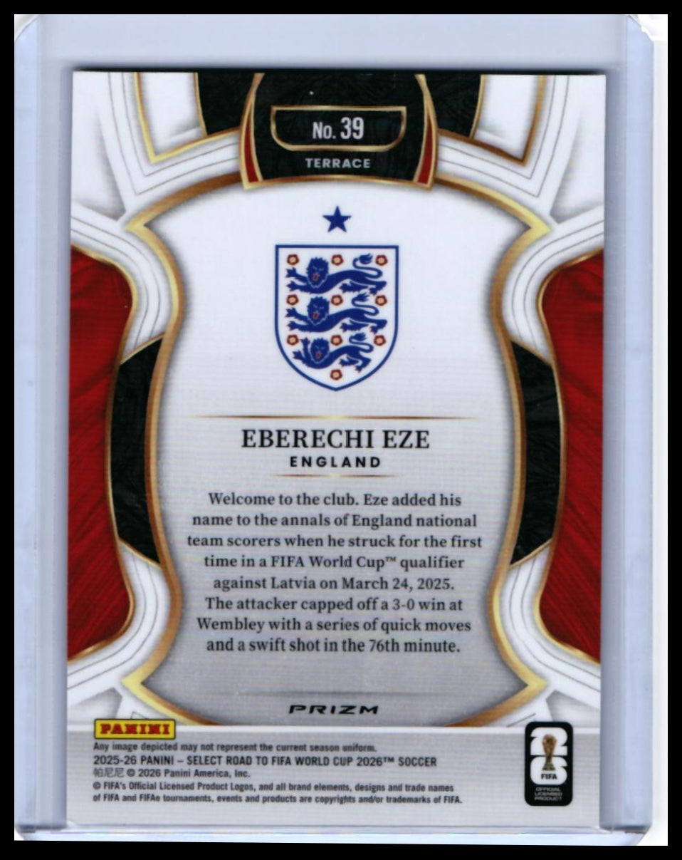 2025-26 Panini Select Road to FIFA World Cup Eberechi Eze #39 Terrace Silver England — back