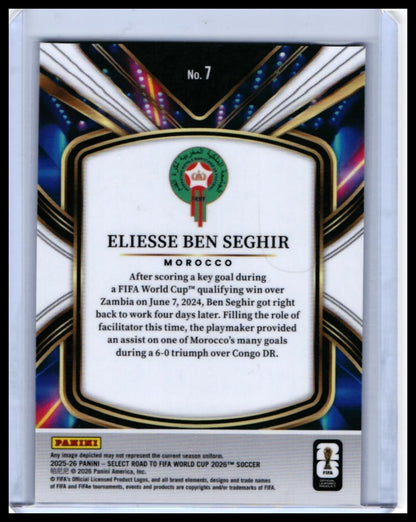 2025-26 Panini Select Road to FIFA World Cup Future Eliesse Ben Seghir #7 Morocco — back