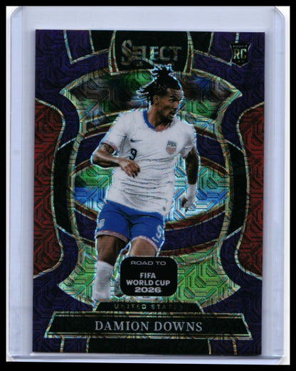 2025-26 Select Road to FIFA World Cup Damion Downs RC #85 Terrace Tri-Color Prizm USA — front