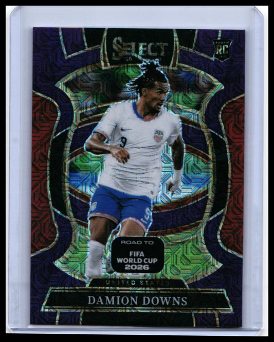 2025-26 Select Road to FIFA World Cup Damion Downs RC #85 Terrace Tri-Color Prizm USA — front