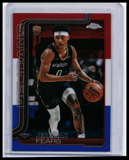 2025-26 Topps Chrome Jeremiah Fears RC #257 Red Parallel Pelicans Rookie — front