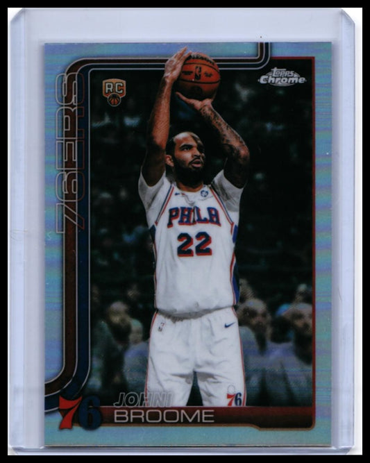 2025-26 Topps Chrome Johni Broome RC #185 Philadelphia 76ers Rookie — front