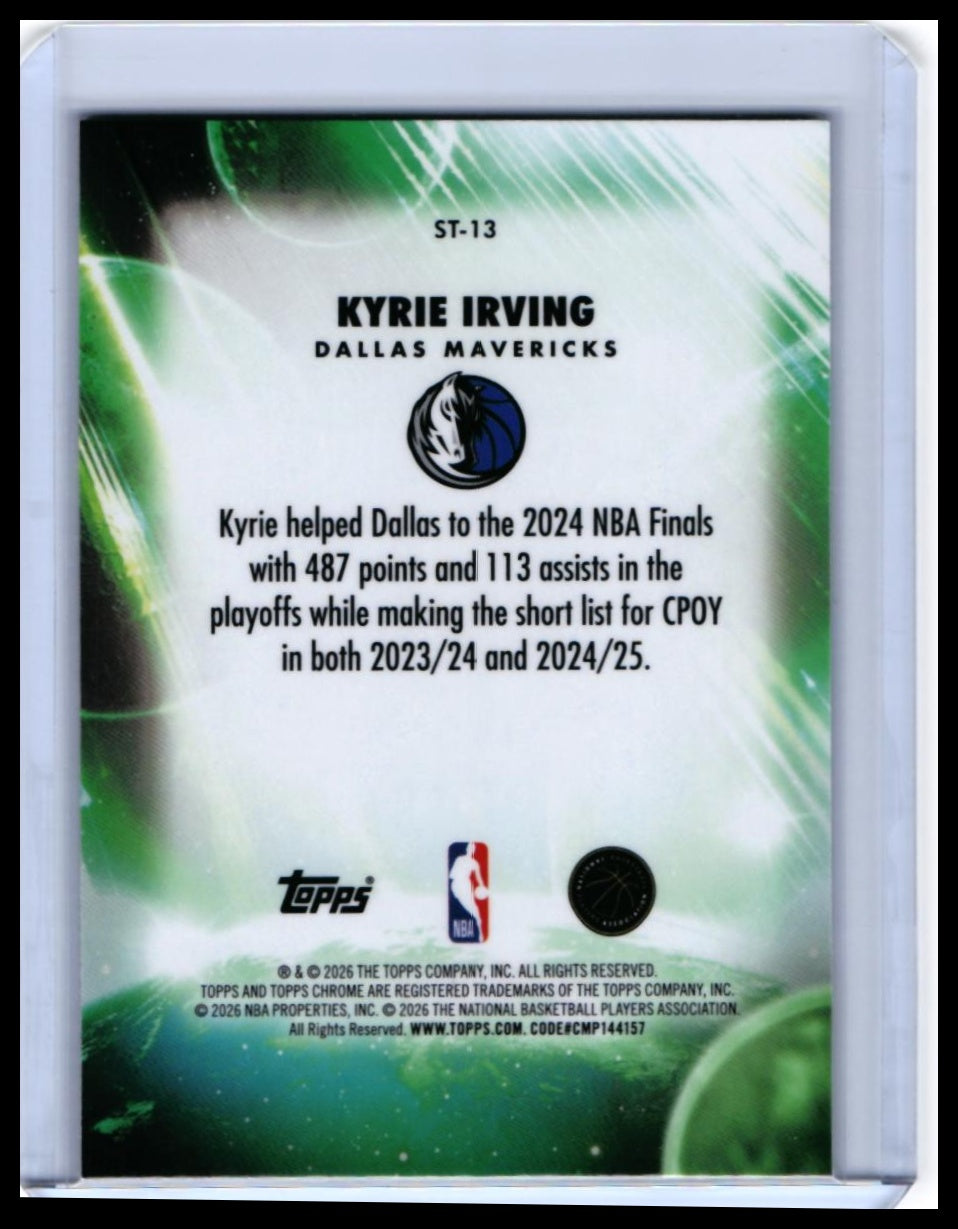 2025-26 Topps Chrome Stratospheric Stars Kyrie Irving #ST-13 Green Parallel Mavericks — back