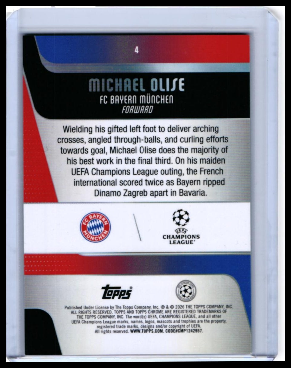 2025-26 Topps Chrome UCL Michael Olise #4 Teal Parallel /199 Bayern München — back