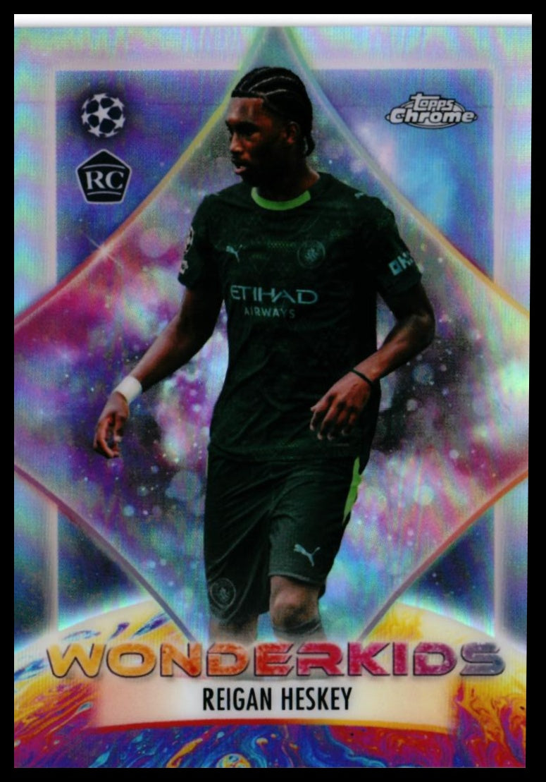 2025-26 Topps Chrome UCL Wonderkids Reigan Heskey RC #WK-2 Manchester City — front