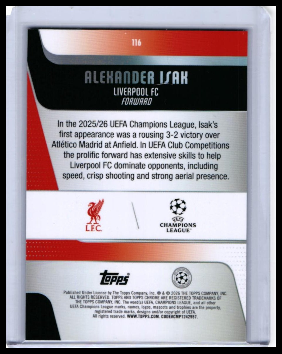 2025-26 Topps Chrome UEFA Champions League Alexander Isah Liverpool FC #116 — back