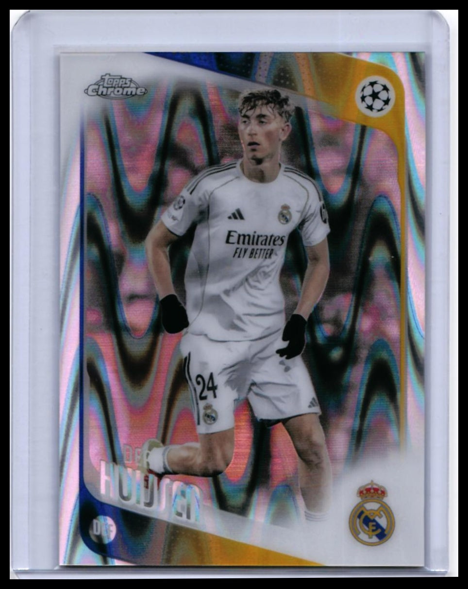 2025-26 Topps Chrome UEFA Champions League Dean Huijsen #39 Real Madrid Refractor — front