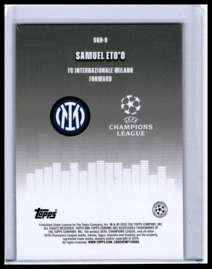 2025-26 Topps Chrome UEFA Champions League Samuel Eto'o SHW-9 Inter Milan — back