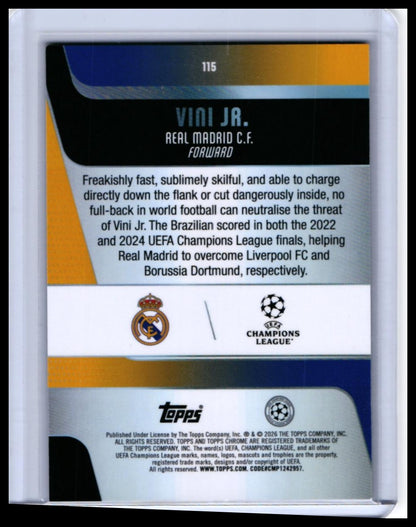 2025-26 Topps Chrome UEFA Champions League Vini Jr. #115 Real Madrid Base — back