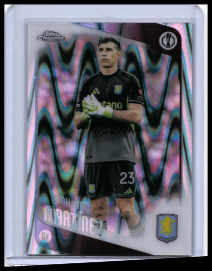 2025-26 Topps Chrome UEFA Europa League Emiliano Martínez #75 Wave Refractor Aston Villa GK — front
