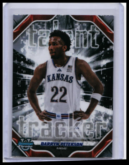 2025 Bowman Chrome University Talent Tracker Darryn Peterson #TT-2 Red Kansas RC — front