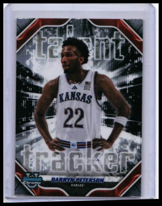 2025 Bowman Chrome University Talent Tracker Darryn Peterson #TT-2 Red Kansas RC — front