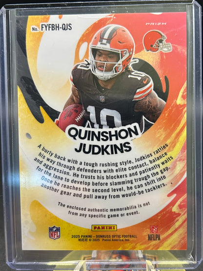 2025 Donruss Optic Quinshon Judkins RC First Year Fresh Patch #FYFBH-QJS Browns — back