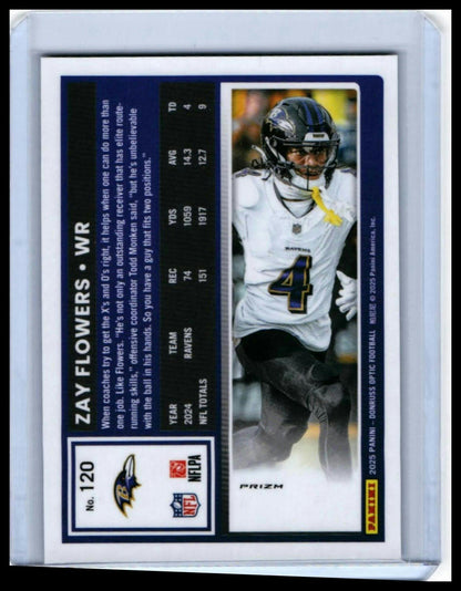 2025 Donruss Optic Zay Flowers #120 Holo Parallel Baltimore Ravens WR — back