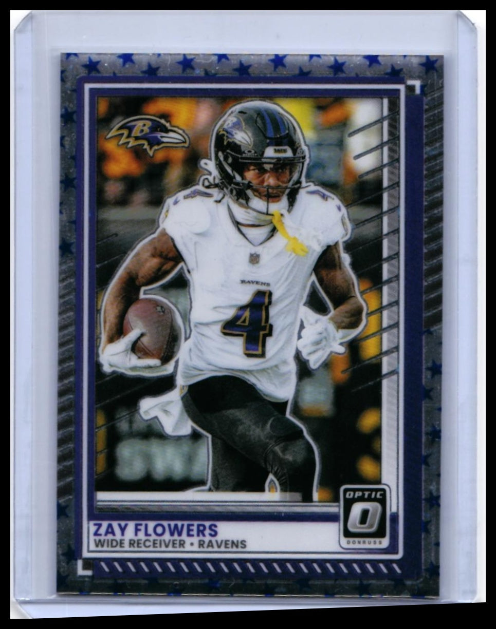 2025 Donruss Optic Zay Flowers #120 Holo Parallel Baltimore Ravens WR — front