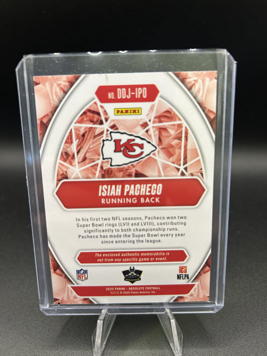 2025 Panini Absolute Draft Diamonds Isiah Pacheco #DDJ-IPO Red Jersey Relic — back