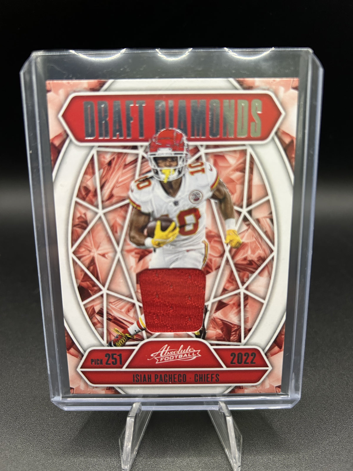 2025 Panini Absolute Draft Diamonds Isiah Pacheco #DDJ-IPO Red Jersey Relic — front