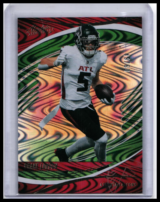 2025 Panini Absolute Football Drake London #51 Red/Green Spectrum /50 Falcons — front
