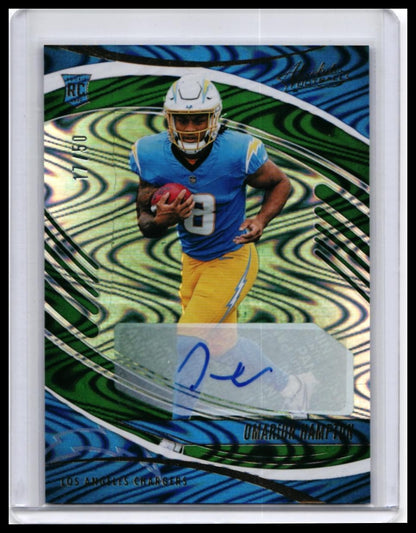 2025 Panini Absolute Omarion Hampton RC Auto #166 Green Blue /50 Chargers — front