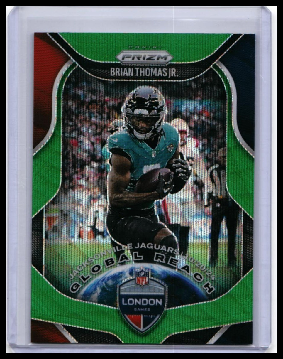 2025 Panini Prizm Brian Thomas Jr. Global Reach Green #8 Jaguars London Games — front