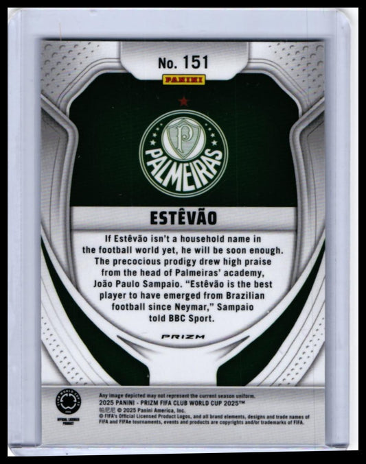 2025 Panini Prizm FIFA Club World Cup Estêvão #151 Palmeiras — back