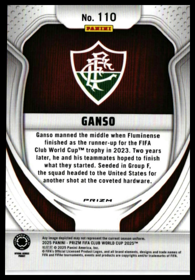 2025 Panini Prizm FIFA Club World Cup Ganso #110 Fluminense — back