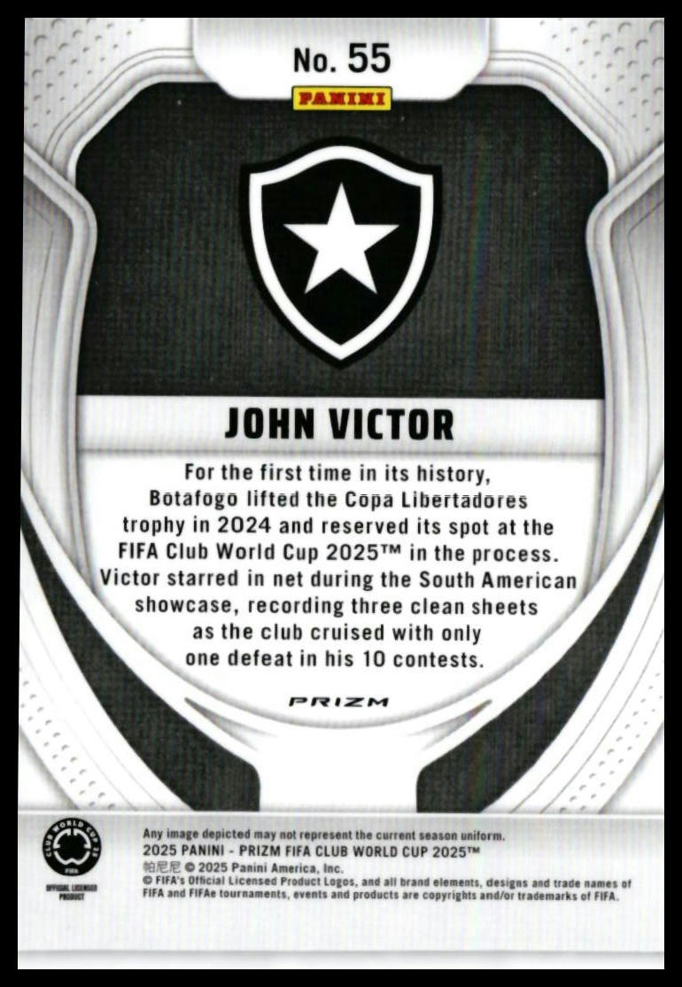 2025 Panini Prizm FIFA Club World Cup John Victor RC #55 Botafogo — back