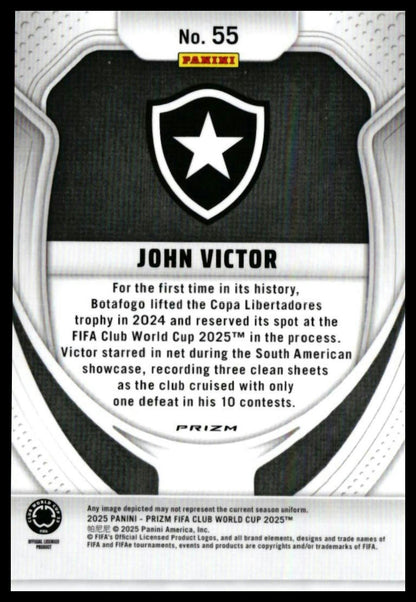 2025 Panini Prizm FIFA Club World Cup John Victor RC #55 Botafogo — back