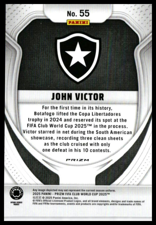 2025 Panini Prizm FIFA Club World Cup John Victor RC #55 Botafogo — back