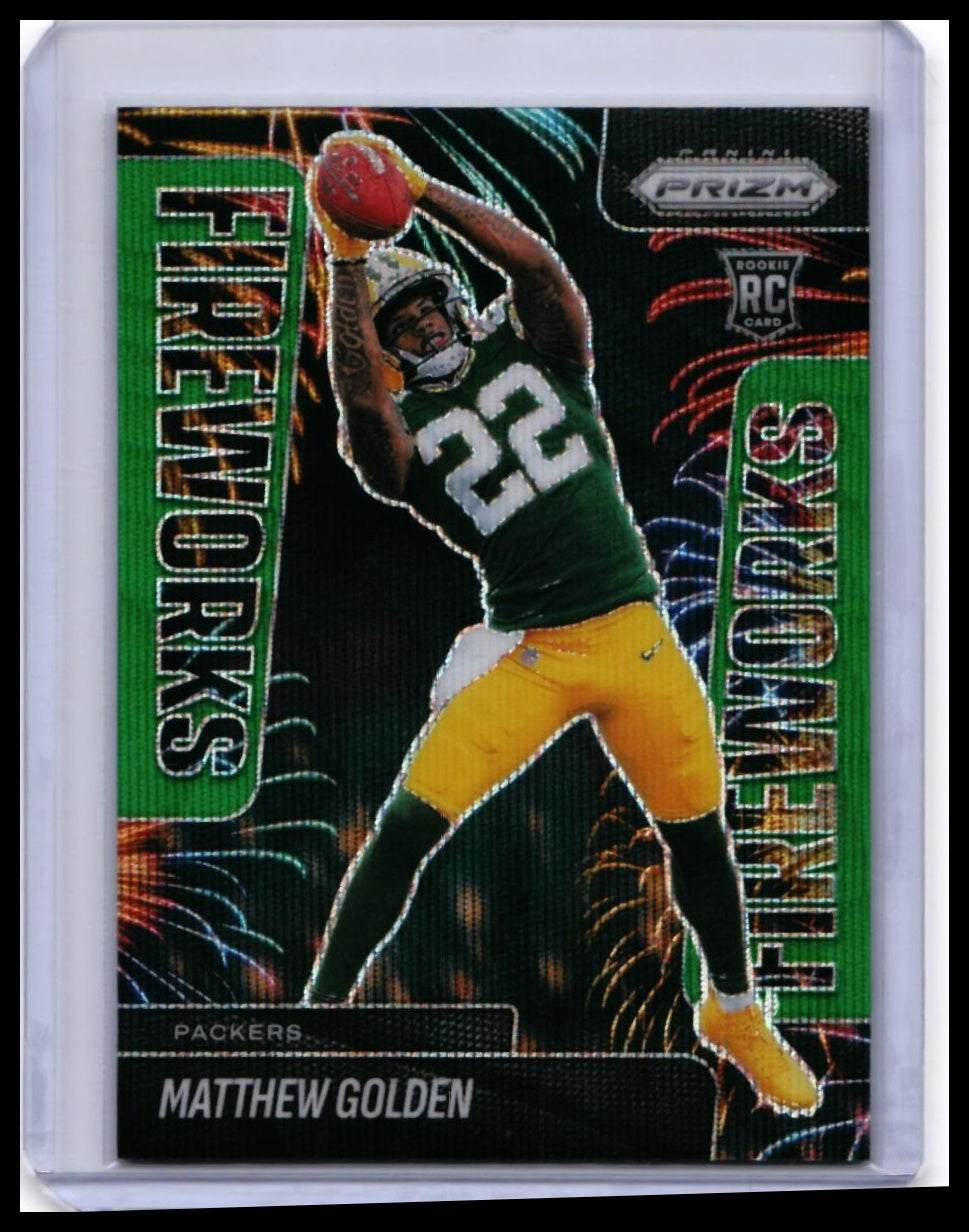 2025 Panini Prizm Fireworks Matthew Golden RC #15 Green Bay Packers Rookie — front