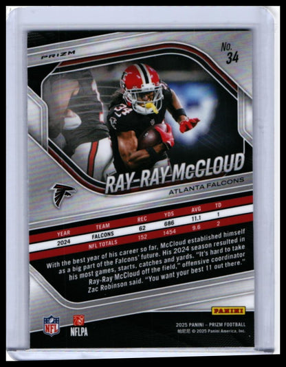 2025 Panini Prizm Ray-Ray McCloud Fast Break Prizm #34 Atlanta Falcons — back