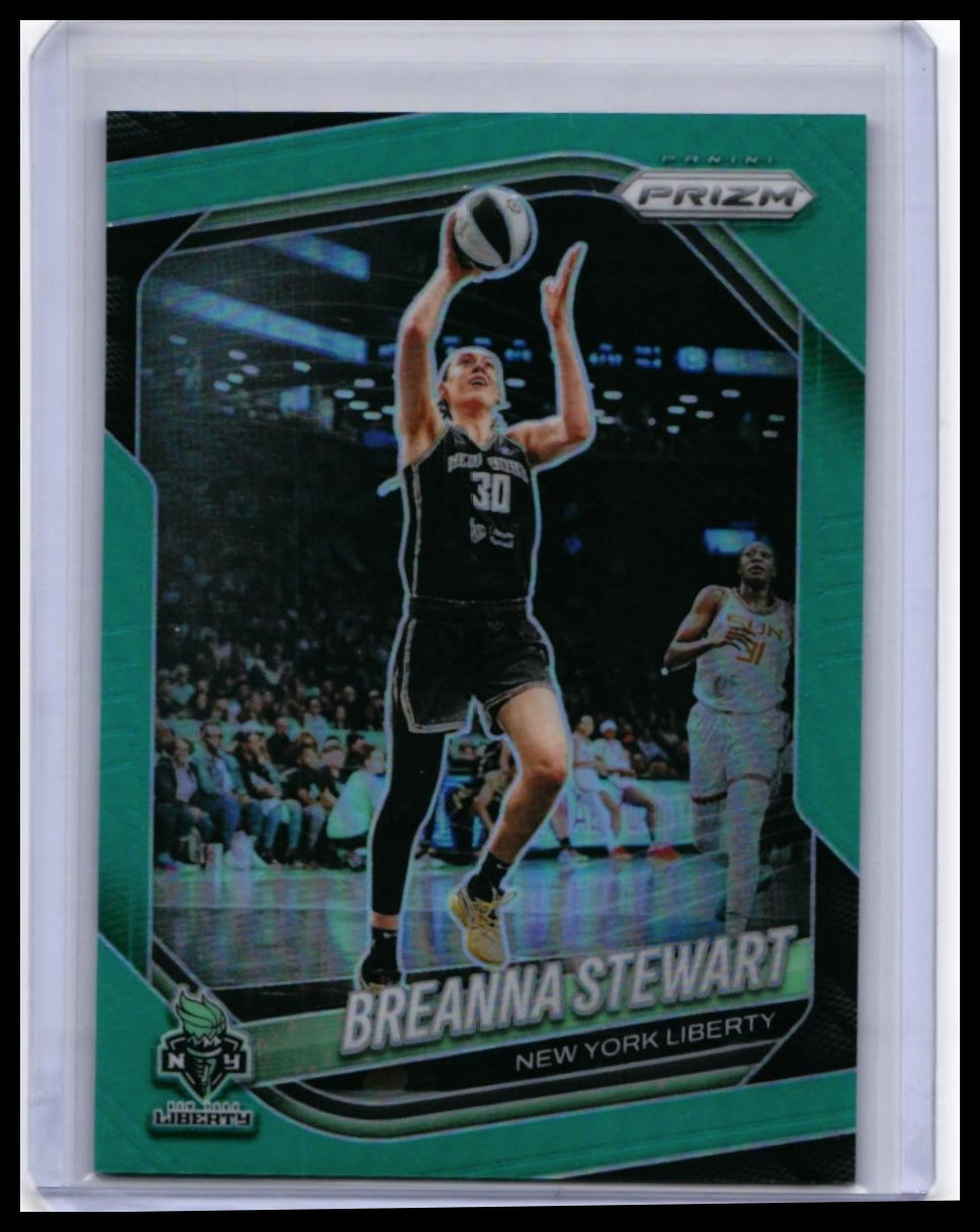 2025 Panini Prizm WNBA Breanna Stewart #26 Green Prizm /49 New York Liberty — front