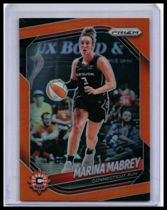 2025 Panini Prizm WNBA Marina Mabrey #18 Orange Prizm /99 Connecticut Sun — front